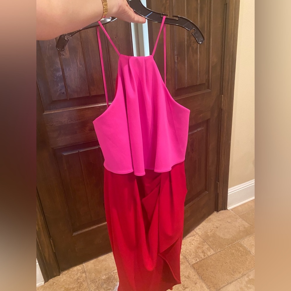 BETSY & ADAM orange and pink knee high dress- size 6. Brand new, never worn.